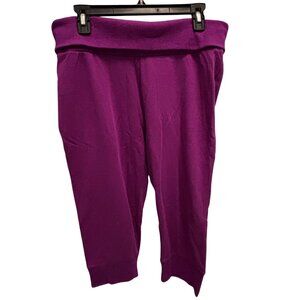 Fabletics fold over waist jogger capris Berry purple pink L